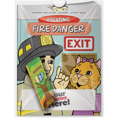 Combo Pack - "Escaping Fire Danger" Coloring Book & 4-Pack of Crayon in a Poly Bag