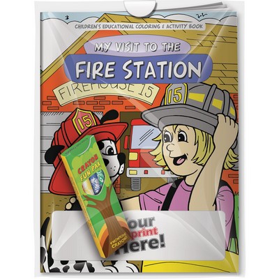 Combo Pack - "My Visit to the Fire Station" Coloring Book & 4-Pack of Crayon (Imprinted)