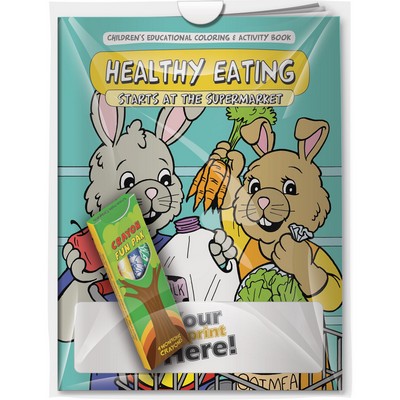 Combo Pack -"Healthy Eating Starts at the Supermarket" Coloring Book & 4-Pack of Crayon (Imprinted)